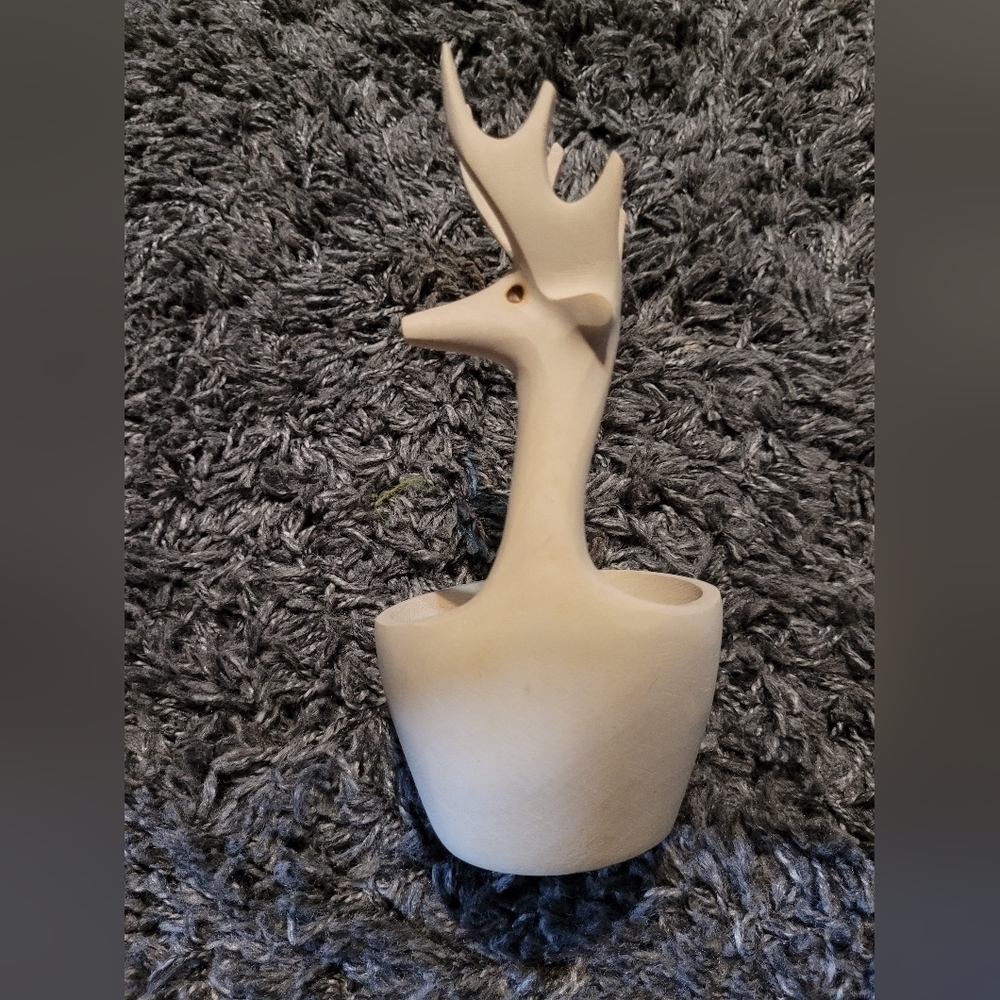 Scandinavian style wooden carved Stag bowl.